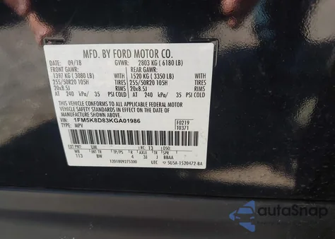 2019 Ford Explorer Xlt from USA, damaged, VIN 1FM5K8D83KGA01986